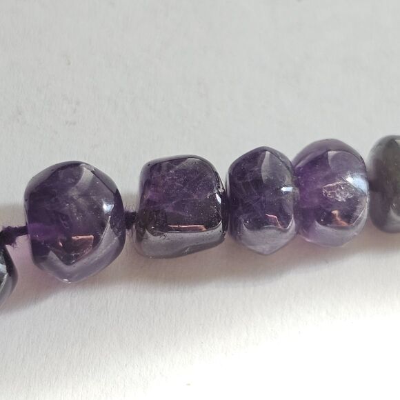 Natural Amethyst Bead Necklace Deep Purple Stone Graduated Nugget Statement - Picture 5 of 6